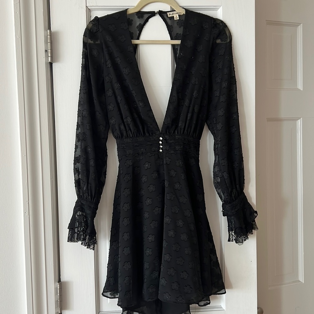 For Love and Lemons Short Floral Appliqué Dress